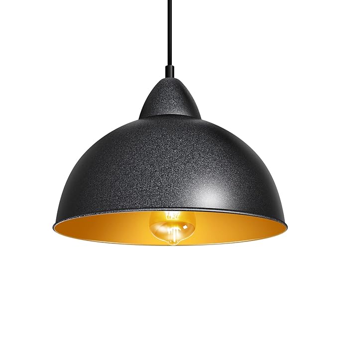 wipro BeuHome Pendant Light BP01 | Premium Indoor Decorative Light with Contemporary Sleek Design | Hanging Light for Living Room, Dining | E27 (Antique Silver Black & Gold)