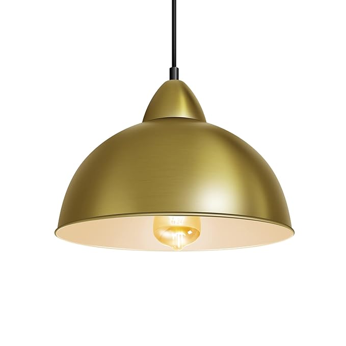 wipro BeuHome Pendant Light BP01 | Premium Indoor Decorative Light with Contemporary Sleek Design | Hanging Light for Living Room, Dining | E27 (Matte Gold & White)