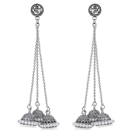 Sukkhi Ethnic Oxidised Pearl Jhumki Earring For Women (SKR56813)