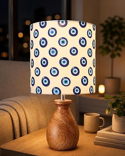 Homesake® Dovel Pot Table Lamp for Living Room Decoration | E27 Holder, Bulb Included | Warm Light | Desk Nightstand Light, Decorative Lamps for Bedroom, Beside,Study & Home Décor, White Star Shade