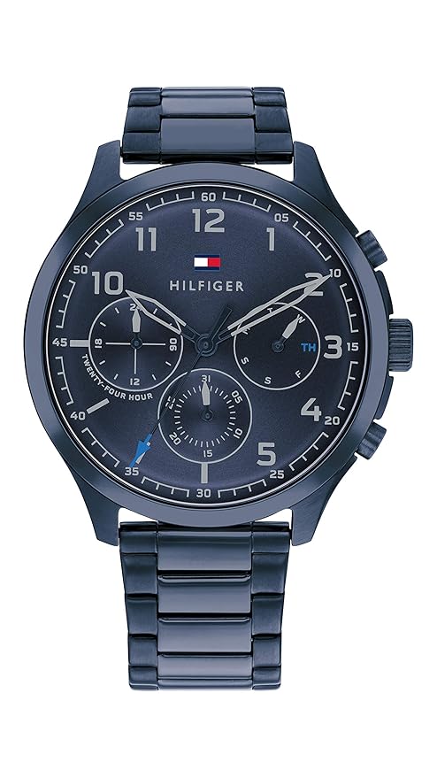 Tommy Hilfiger Mens Quartz Blue Dial Blue Stainless Steel Strap Analog Watch