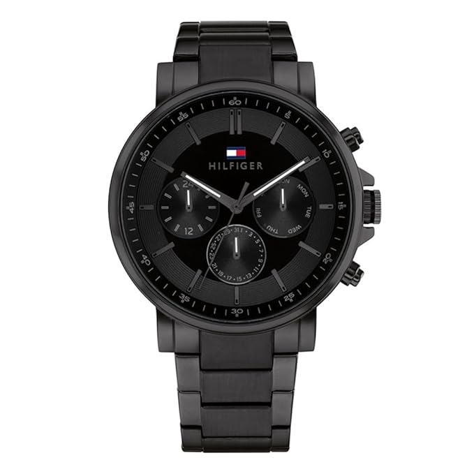 Tommy Hilfiger Quartz Multifunction Black Stainless Steel Strap for Men-TH1710590