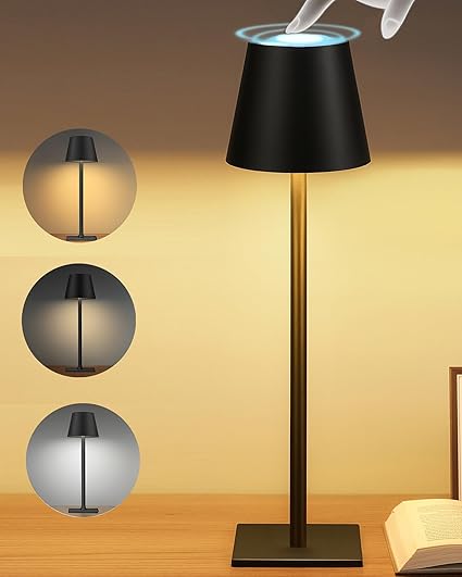 Homesake® Touch Lamp for Bedroom | Modern Desk Lamp for Study, Living Room & Office Desk | Sleek Bedside Night Lamp with Dimmable Warm Light (Black Frustum)