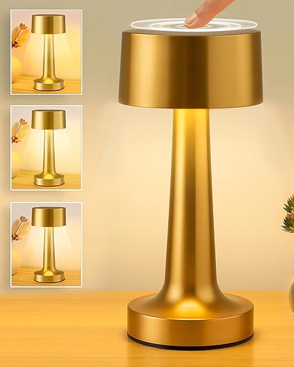 Homesake® Touch Lamp for Bedroom | Modern Desk Lamp for Study, Living Room & Office | Sleek Bedside Night Lamp with Dimmable Warm Light (Gold)