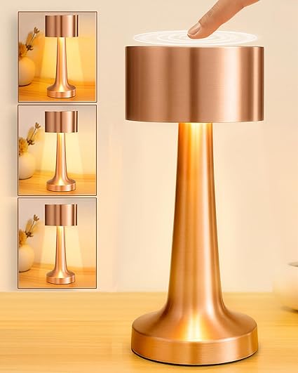 Homesake® Touch Desk Lamp for Bedroom | Modern Lamp for Study, Living Room & Office Light | Sleek Bedside Night Lamp with Dimmable Warm Light (Rose Gold)