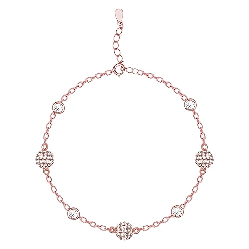 GIVA 925 Silver Rose Gold Anushka Sharma Studded Bubble Bracelet, Adjustable Gifts for Girlfriend, Gifts for Women & Girls| With Certificate of Authenticity and 925 Stamp | 6 Month Warranty*