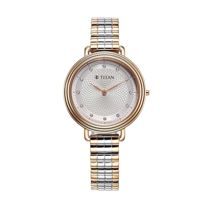 Titan Aura Quartz Analog Silver Dial Stainless Steel Strap Watch for Women-95244KM01