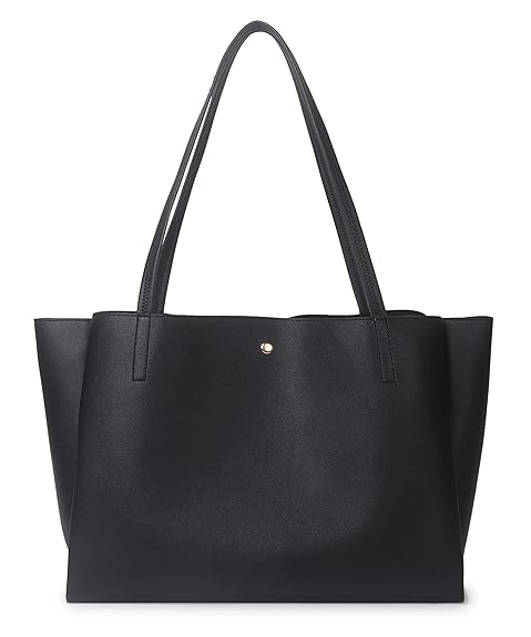 Pure Vegan Leather Tote Bag for Women, Fully Embossed, Handbag, Shoulder Bag, Black