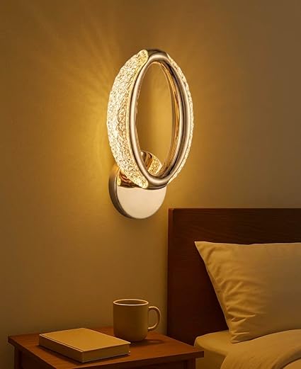 Groeien 10W | 3 Color Modern LED Oval Shape Crystal Wall Sconce Gold Wall Light for Bedroom Living Room Corridor Lighting Fixtures Wall Mount(Oval Crystal-Golden, 1)