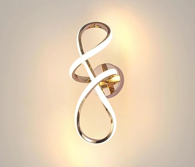 Groeien Modern 3 Color LED Wall Sconce Infinity Curve Wall Light for Bedroom Living Room Corridor Lighting Fixtures Wall Mount(Warm+Natural+Coolwhite)(Infinity Curve)