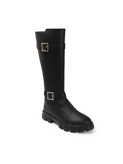 Carlton London Women Knee high Comfortable fashion Boots with Buckels for Daily use, Office use, Casual use