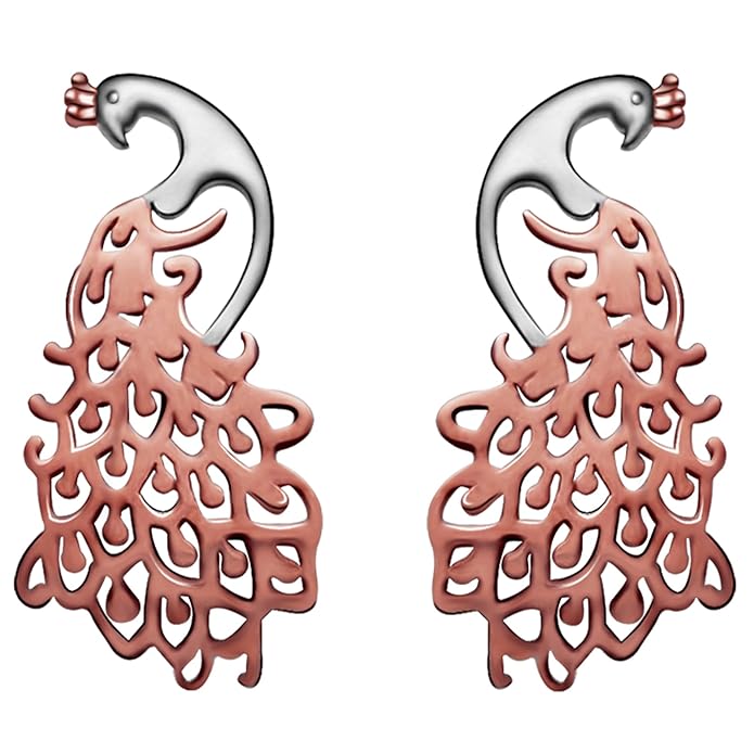 GIVA 925 Silver Rose Gold Anushka Sharma Plated Peacock Earrings |Studs to Gift Women and Girls | With Certificate of Authenticity and 925 Stamp | 6 Month Warranty*