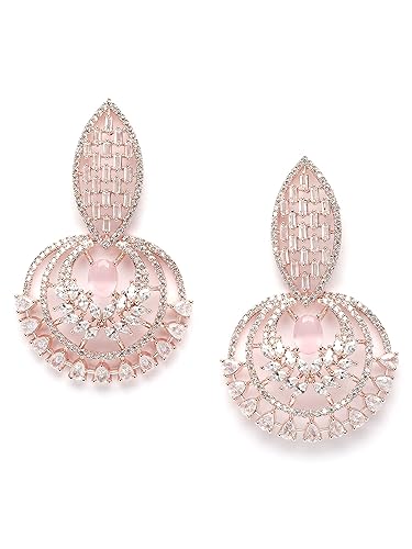 Karatcart Women Silver Plated Blue American Diamond Studded Jhumki Earrings