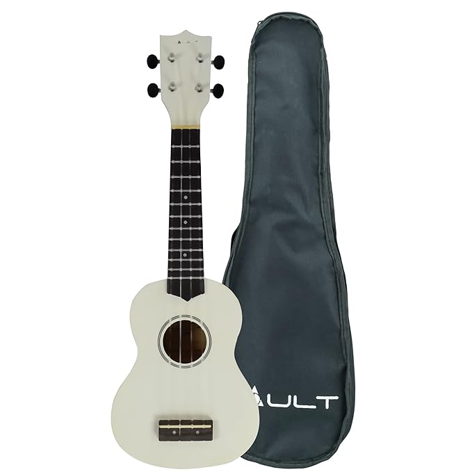 Vault UK-003 Concert Colourful Ukulele 23 Inch with Gig Bag - White