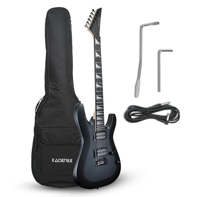 Kadence EGMBK Astroman 39” Electric Guitar | SG Style | Poplar Wood | H H Pickup Setup | Black