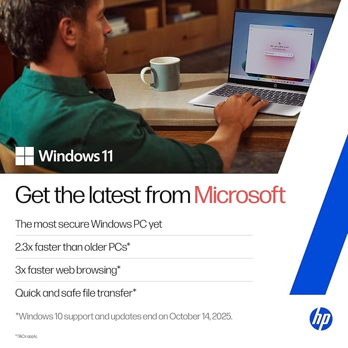 HP 14 Laptop, 13th Gen Intel Core i3-1315U (8GB DDR4, 512GB SSD) FHD, Anti-Glare, Micro-Edge, 14''/35.6cm, Win11, M365 Basic(1yr)* Office24, Silver, 1.4kg, ep0343TU, FHD Camera w/Shutter