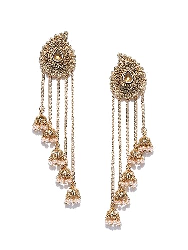 Zaveri Pearls Tassels With Dome-Shaped Jhumki Drops Earring For Women-ZPFK6402