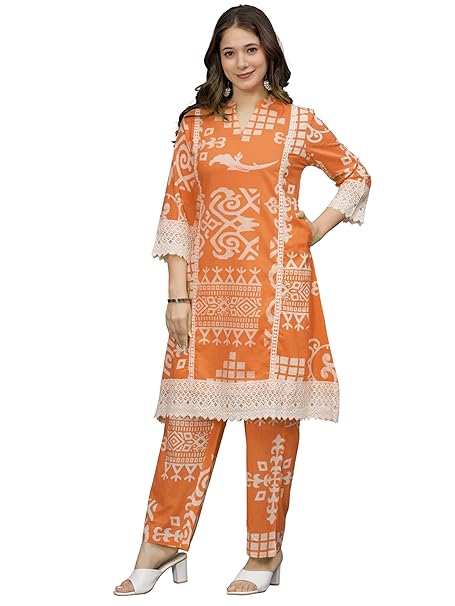 rytras Women Cotton Kurta Set with Palazzo Pants