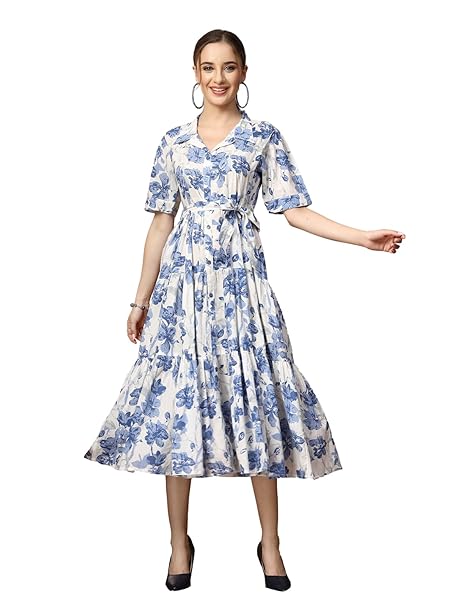 Stylum Women's Floral Printed Cotton Flared Dress