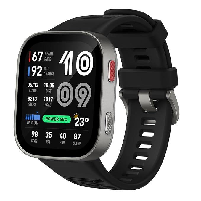 Amazfit Bip Max 50mm Smartwatch, 2.07" AMOLED Display, 20 Days of Battery, GPS, 4GB Storage, Offline Maps, Fitness Tracker, Hybrid Training, 150+ Sports, HYROX Mode, 5 ATM for Android & iPhone, Silver