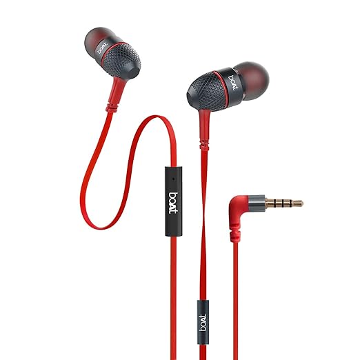 Boat Bassheads 225 Wired in Ear Earphone with Mic (Red)