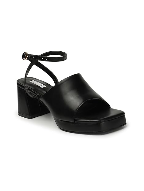 ELLE Women's Block Heels Sandal with Ankle Strap