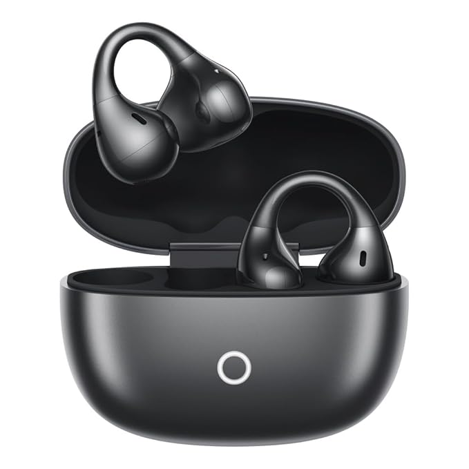 realme Buds Clip Open Ear Wireless Earbuds with 11mm Dual Magnet Drivers, 3D Spatial Audio, 36H Playtime, AI ENC, IP55 Rating, and 45ms Low Latency (Titanium Black)