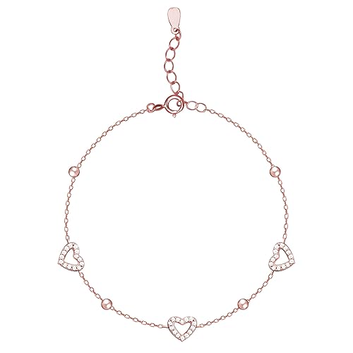 GIVA 925 Silver Rose Gold Halo Heart Bracelet, Adjustable Gifts for Girlfriend, Gifts for Women & Girls| With Certificate of Authenticity and 925 Stamp | 6 Month Warranty*