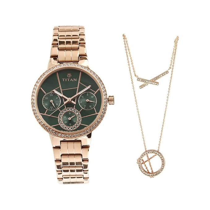 Titan Analog Green Dial Women's Watch-NM95058WM01 / NL95058WM01/NP95058WM01