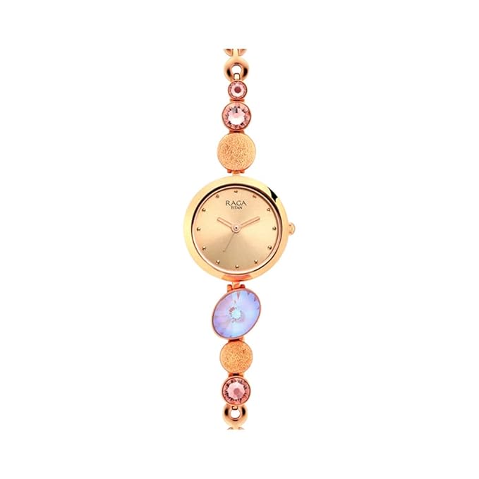Titan Raga Women's Charm: Elegant Mother of Pearl Dial with Ornate Strap Watch-NS2606WM08