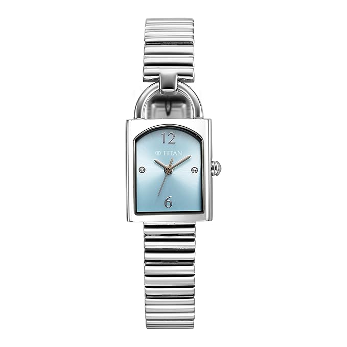 Titan Metro Quartz Analog Blue Dial Stainless Steel Strap Watch for Women