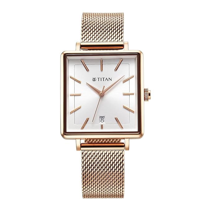 Titan Silver White Dial Analog Watch for Women-94205WM01