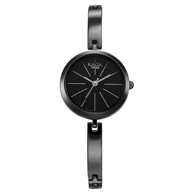 Titan Raga Viva Quartz Analog Black Dial Anthracite Metal Strap Watch for Women - NT2606QM04