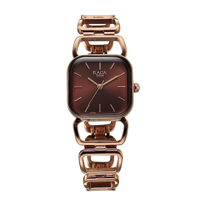 Titan Raga Ascend Quartz Analog Brown Dial with Brown Brass Strap Watch for Women