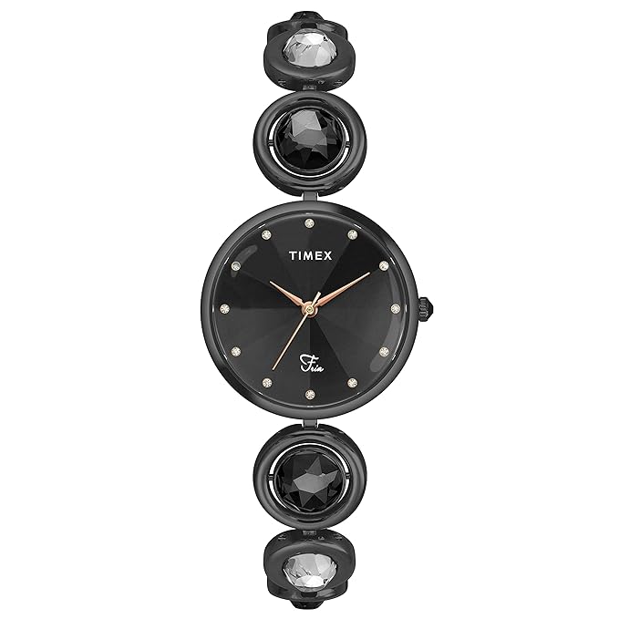 TIMEX Fria Analog Watch for Women with Black Round Dial & Black Brass Bracelet Band Water Resistant Women's Wrist Watches - TWEL16401