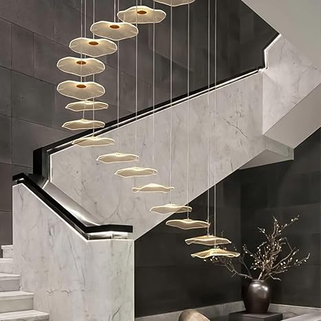 Harold Electricals Jelly Fish Acrylic Chandelier, French Gold Hanging Pendant Lights for Living Room, Bedroom & Hall (Spiral, Twelve Pendants)