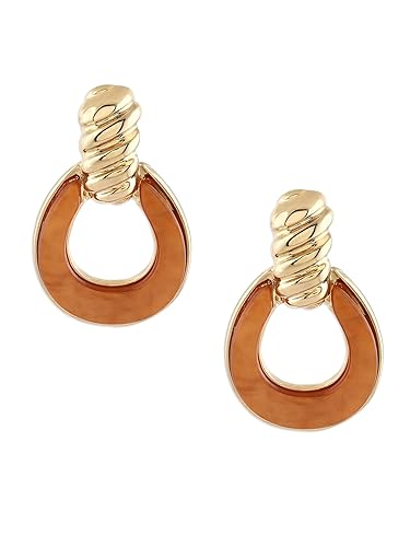 Zaveri Pearls Brown Contemporary Gold Plated Studs Earrings For Women-ZPFK17219