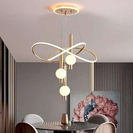 Lyse Decor Modern Chandelier Lights for Living Room, jhoomar for Hall Ceiling, Hanging Lights, Ceiling Hanging Light and Restaurants Lamps (Electroplated Golden)