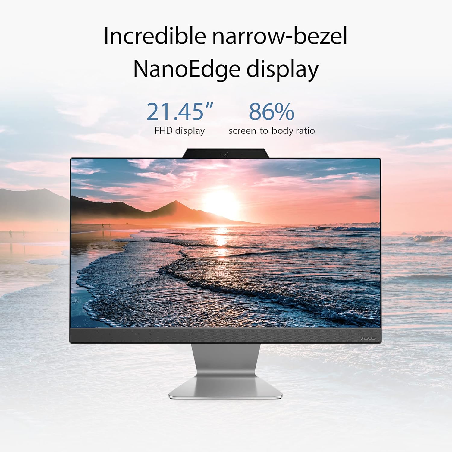 ASUS AIO A3202,21.45",12th Gen, Intel Core i3-1215U, All-in-One PC (FHD/8GB/256GB/Windows 11/MS Office 365 Basic (1Year)*/Office 2024/Black/4.84 Kg), with Wireless Keyboard & Mouse, A3202WBA-BPB010WS