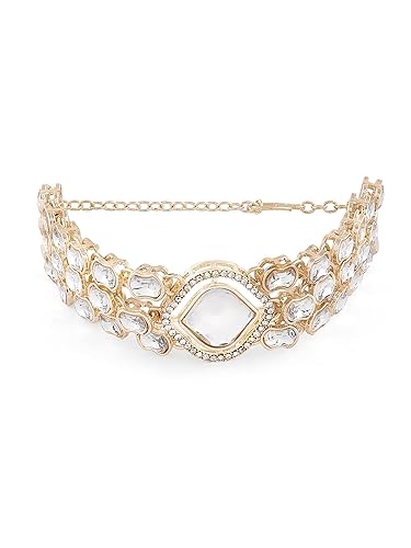 ZAVERI PEARLS Gold Tone Artificial Stones & Dazzling Austrian Diamonds Ethnic Bracelet For Women-ZPFK17072
