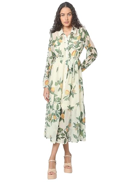 VERO MODA Women Abstract Print Black Viscose Above Knee Length A-Line Dress