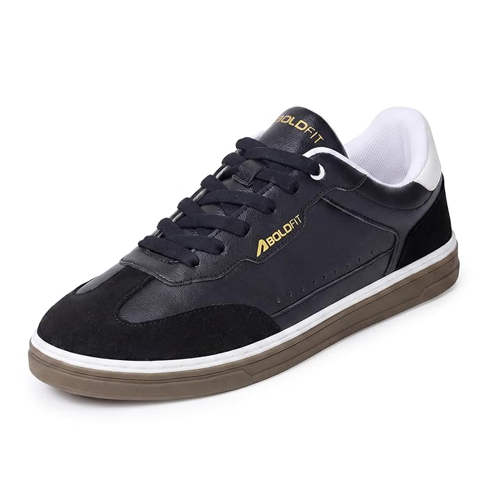 Boldfit Sneakers for Men Casual Stylish Sneakers for Man with Premium PU Leather Upper, Cushioned Insole, Padded Collar, Breathable Lining & TPR Grip Sole Everyday Wear Shoes for Men Klunys Elite