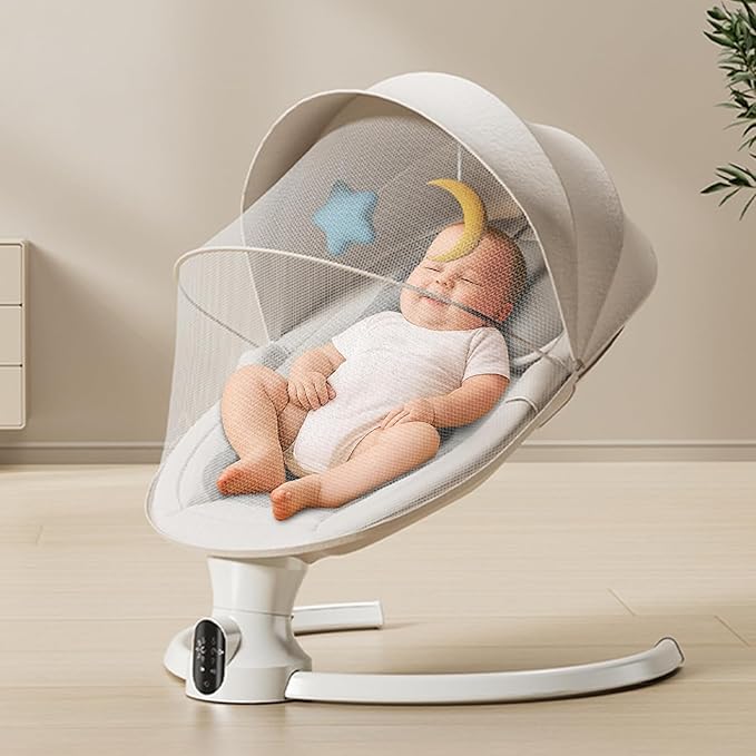 StarAndDaisy Swing Rocker for Baby with Automatic 5- Level Swing – Infant & Toddler Rocking Chair with 3-Level Adjustable Backrest, & Remote Control Rocker -White