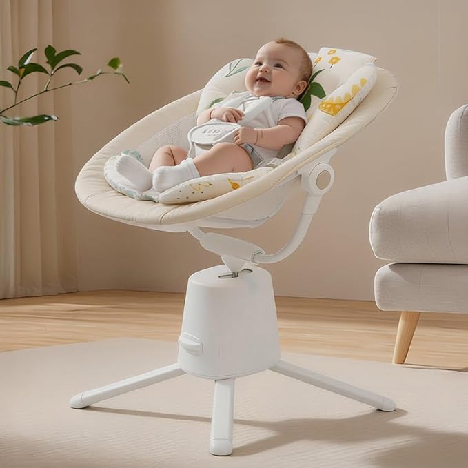 StarAndDaisy Baby Rockers for 0 to 2 Years, Baby Multi Functional Rocker/Rocking Chair for Babies Infants & Toddler with 5-Level Automatic Swing & Bouncer, Bluetooth Music, Remote Control - Beige