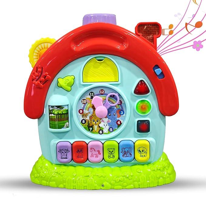 Uonibaby by StarAndDaisy Baby Piano Toy House with Clock, Animal Rotator | Learn 50+ Rhymes, Day & Night, Sounds & More | Educational Toy for Toddlers.
