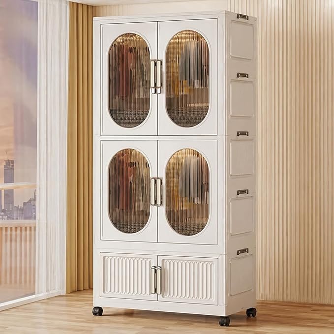 StarAndDaisy Kids Wardrobe/Multifunctional Collapsible Plastic Wardrobe/Almirah for Kids- Storage Cabinet – Dustproof Organizer for Baby Clothes, Toys & Books - White