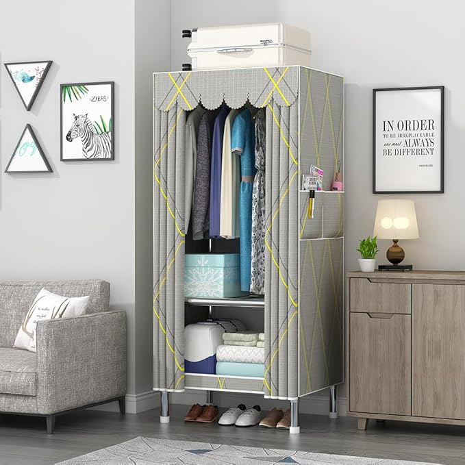 StarAndDaisy Breathable Fabric, Alloy Steel Collapsible Wardrobe for Clothes/Storage Organizer Wardrobe for Multipurpose, Cloth, Shoes, Books Organizer