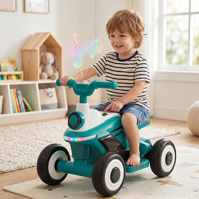 StarAndDaisy Baby Battery Operated Bike/Ride On Toy for Kids Boys & Girls/Rechargeable Bike for Baby with LED Lights, Music & Horn, USB Charging, Foot Pedal Accelerator (Green)