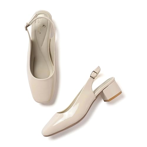 Marc Loire Women Square Toe Solid Block Heel Pumps for Office, Party and Formal Wear