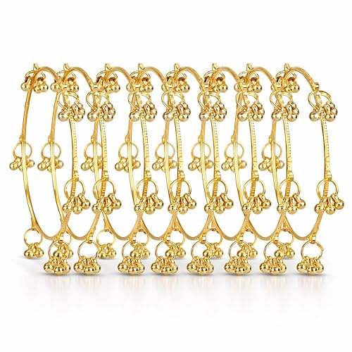 Shining Diva Fashion 8 Pcs Traditional Stylish Ghungroo Kashmiri Bangles Set for Women & Girls